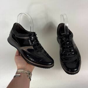 Mephisto Oxfords Women's 8 Black Leather Lace Up Low Top Round Toe Comfort Shoes
